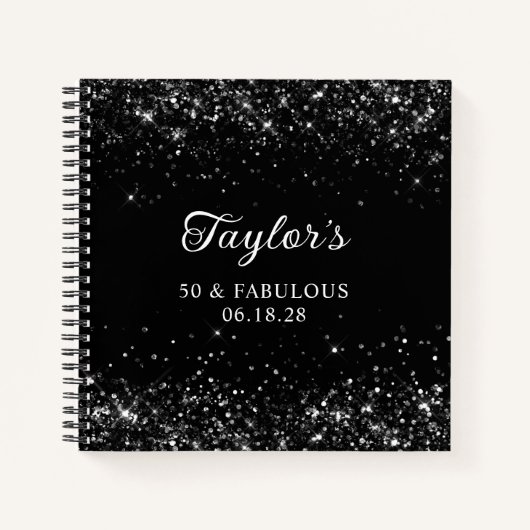 Glittery Black 50 & Fabulous Guest Notizblock (Vorderseite)
