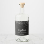 Glittery Black 50. Geburtstag Alkoholflaschenetikett (Vorderseite)