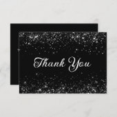 Glittery Black 50. Geburtstag Dankeskarte (Vorne/Hinten)