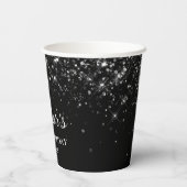 Glittery Black 60. Geburtstag Pappbecher (Rückseite)