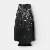 Glittery Black Script Name Flaschenkühler (Rückseite)