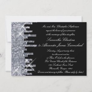 Glittery Black/Silver Glamour Hochzeitseinladungen Einladung