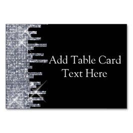 Glittery Black/Silver Glamour Wedgename Place Tischnummer