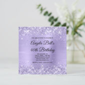 Glittery Blasslavender Shimmer Foil Extravagant Mo Einladung (Stehend Vorderseite)