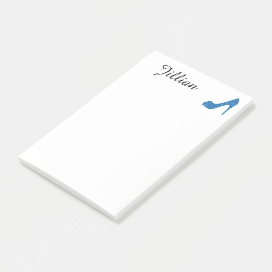 Glittery blauer hoher Absatz Post-it Klebezettel (angewinkelt)