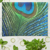 Glittery blaues Pfau-Feder-Stillleben Handtuch (Gefaltet)