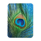 Glittery blaues Pfau-Feder-Stillleben Magnet (Vertikal)