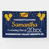 Glittery Blue and Yellow Graduation Banner (Horizontal)