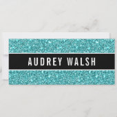 Glittery Blue Chic Sequin Black Gift Certificate Einladung (Vorderseite)
