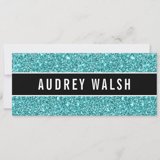 Glittery Blue Chic Sequin Black Gift Certificate Einladung (Vorderseite)