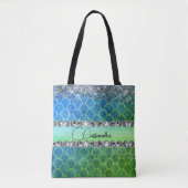 Glittery Blue Green Mermaid Diamond Bling Tasche (Vorderseite)