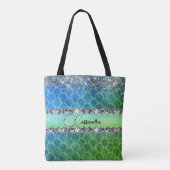 Glittery Blue Green Mermaid Diamond Bling Tasche (Rückseite)