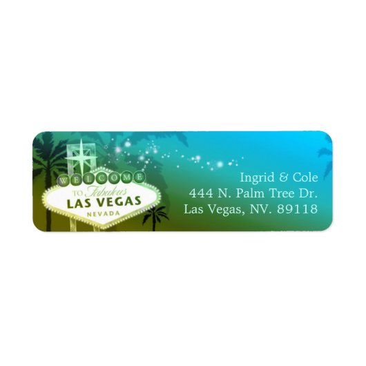 Glittery Blue Las Vegas Wedding Rücksendeadresse (Vorne)