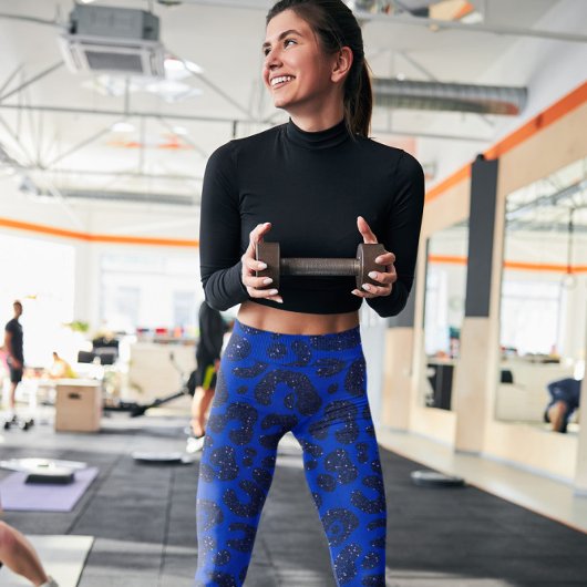 Glittery Blue Modern Leopard Muster Leggings