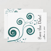 Glittery Blue Music Save the Date Ankündigungspostkarte (Vorne/Hinten)