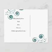 Glittery Blue Music Save the Date Ankündigungspostkarte (Rückseite)