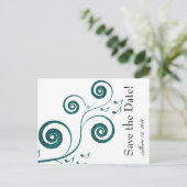 Glittery Blue Music Save the Date Ankündigungspostkarte (Stehend Vorderseite)