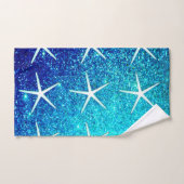 Glittery Blue Ombre Aquamarin Sparkle Starfish Mus Badhandtuch Set (Handtuch)