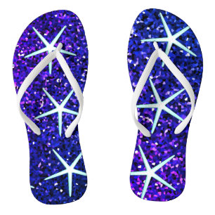 Glittery Blue Ombre Sparkle Starfish Muster Niedli Badesandalen