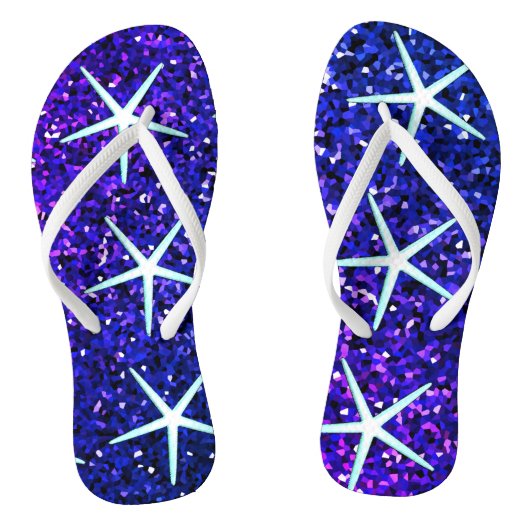 Glittery Blue Ombre Sparkle Starfish Muster Niedli Badesandalen (Fußbett)
