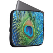 Glittery Blue Peacock Feather Still Life Laptopschutzhülle (Vorne Rechts)
