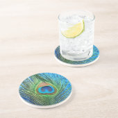 Glittery Blue Peacock Feather Still Life Untersetzer (Seite)