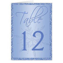 Glittery Blue Snowflake Tischnummer Card