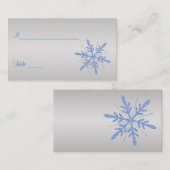 Glittery Blue Snowflakes Placecards Platzkarte (Vorne/Hinten)