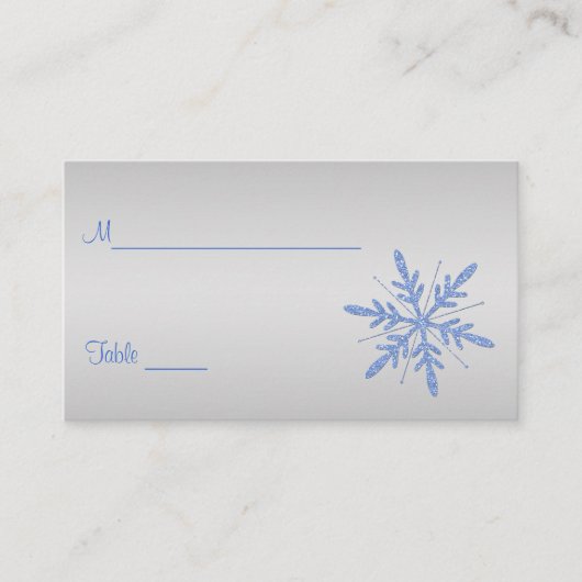 Glittery Blue Snowflakes Placecards Platzkarte (Vorderseite)