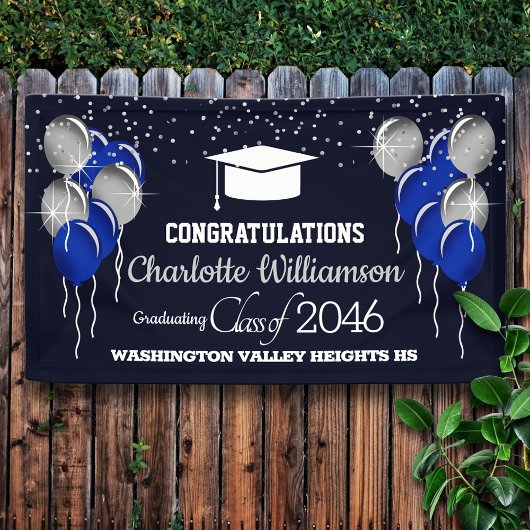 Glittery Blue und Silver Abschluss Banner
