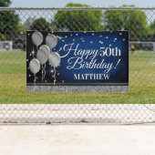 Glittery Blue und Silver Happy Birthday Banner (Insitu)