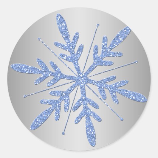 Glittery Blue und Silver Snowflake Sticker (Vorderseite)
