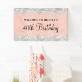 Glittery Blush Rose Foil 40. Geburtstag Willkommen Banner (Insitu)
