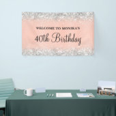 Glittery Blush Rose Foil 40. Geburtstag Willkommen Banner (Messeveranstaltung)