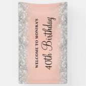 Glittery Blush Rose Foil 40. Geburtstag Willkommen Banner (Vertikal)