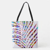 Glittery Bokeh weißes Palme-Mehrfarbenblatt Tasche (Vorderseite)