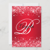 Glittery Bright Red Ombre Extravagant Monogram Einladung (Rückseite)