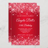 Glittery Bright Red Ombre Extravagant Monogram Einladung (Vorne/Hinten)