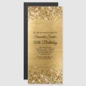 Glittery Brushed Gold Foil 50. Geburtstag Magneteinladung (Vorne/Hinten)