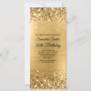 Glittery Brushed Gold Foil 50. Geburtstag Magneteinladung