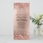 Glittery Brushed Rose Gold Foil 18. Geburtstag Einladung (Stehend Vorderseite)
