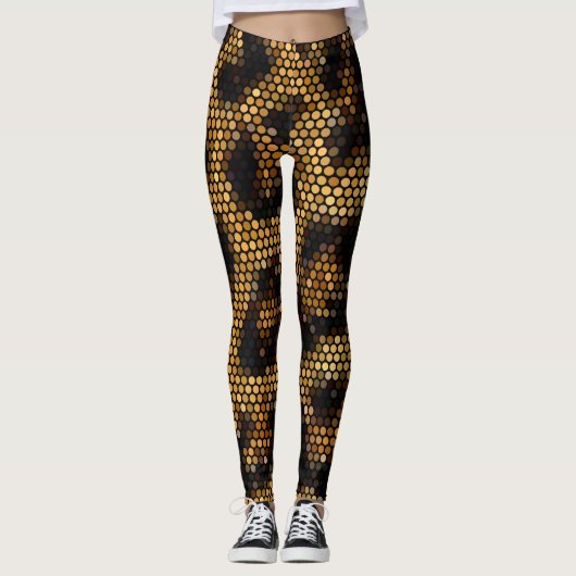 Glittery Brwon Modern Leopard Pattern Leggings (Vorderseite)