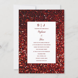 Glittery Burgundy Red Maroon Classy Modern Wedding Einladung