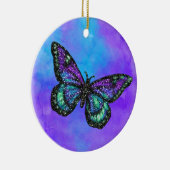 Glittery Butterfly auf Wasserfarbe Keramik Ornament (Rechts)