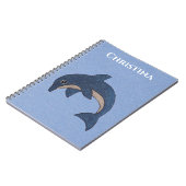 Glittery Cartoon Typ Jumping Dolphin Dark Blue Notizblock (Linke Seite)