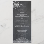 Glittery Chalkboard Dandelions Wedding Menu Menükarte (Vorderseite)