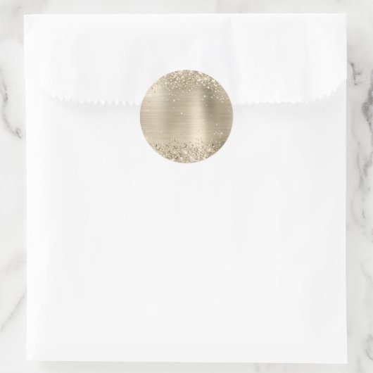 Glittery Champagne Foil Blank Runder Aufkleber (Tasche)