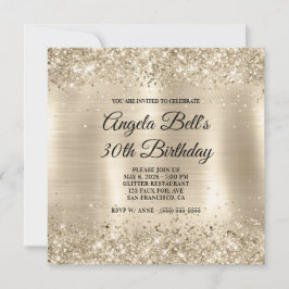 Glittery Champagne Gold Foil 30. Geburtstag Einladung