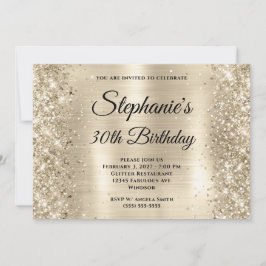 Glittery Champagne Gold Foil 30. Geburtstag Einladung
