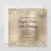 Glittery Champagne Gold Foil Extravagant Monogram Einladung (Vorderseite)